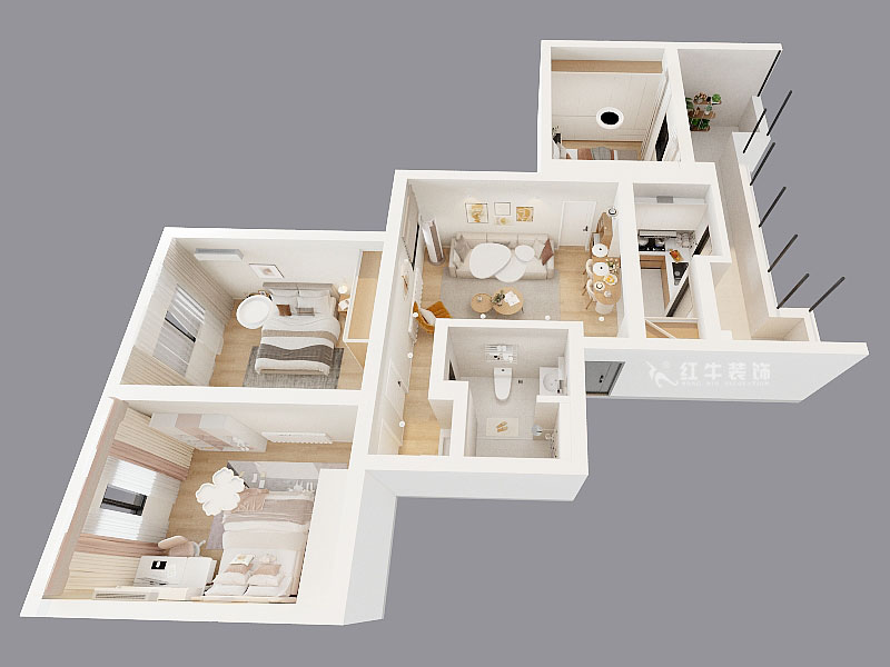 吴波｜清江花苑-清风园7-4-601-94㎡-现代简约风格｜3室1厅1卫｜旧房装修｜定制家｜全包12万｜00_04鸟瞰图